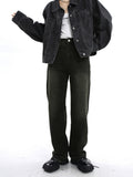 Waisted Straight Tube Retro Jeans With Loose Fitting Wide Leg High Street Mop Pants