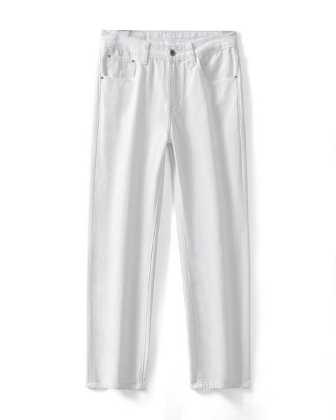 American-style White Loose Straight Jeans For Men