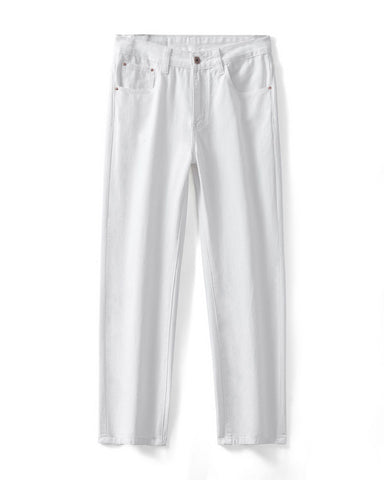 American-style White Loose Straight Jeans For Men