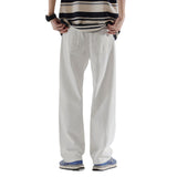 American-style White Loose Straight Jeans For Men