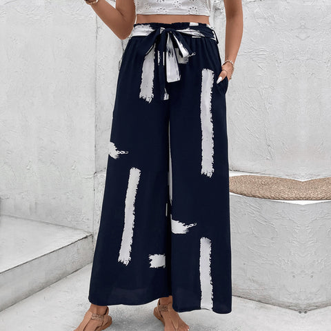 Fashionable Printed High-Waist Wide-Leg Pants For Women