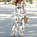 Sleeveless Top Elastic High Waist Pants Two Piece Set