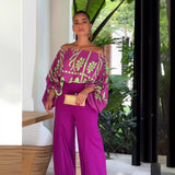 Women's Fashion Printed Wide-leg Pants Suit