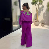 Women's Fashion Printed Wide-leg Pants Suit